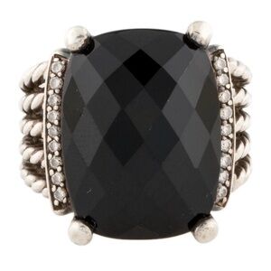David Yurman Authentic Black Onyx Pave Diamond Wheaton Ring 20x15 Extra Large
